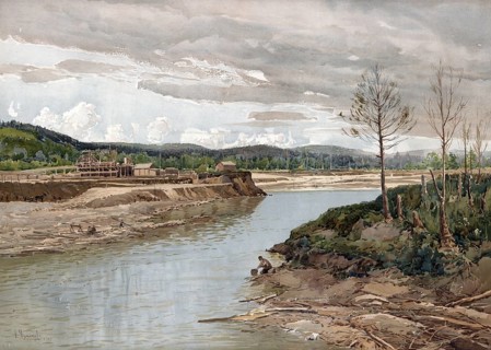 Landscape on the Amur River, or Heilong Jiang, a 2824 kilometer long river in China and Russia