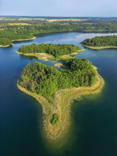 Aerial view, drone photo: Steinwerder and Bollenwerder islands, Carwitzer See, Carwitz, Feldberger