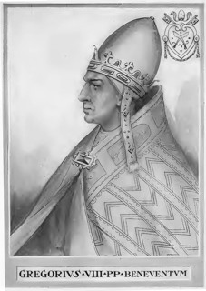 Gregory VIII, originally Albertus de Morra (born around 1100 (1105-1110?) in Benevento, died 17