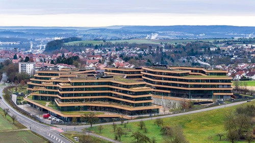 Lidl, head office of the food discounter. Exterior view of the main building. The company is part