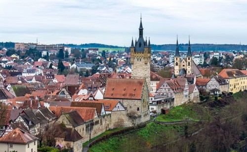 City view of Bad Wimpfen. The city is known for its well-preserved historic old town with many