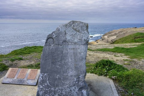 Memorial stone for ocean rowers who died, Kilkee, County Clare, Ireland