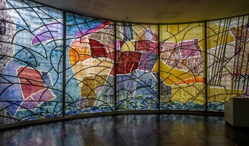 Glass artwork The Journey by Roisin de Buitléar at the Blasket Center Museum, Ferritersquarter,