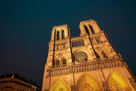 Notre dame de paris cathedral showcasing its historic gothic architecture and intricate details,