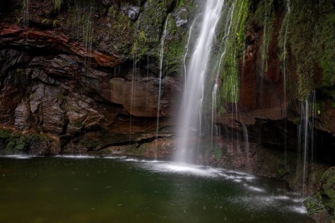 Cascata das 25 Fontes river and waterfall, 25 springs, hiking trail PR6, Levada das 25 Fontes,