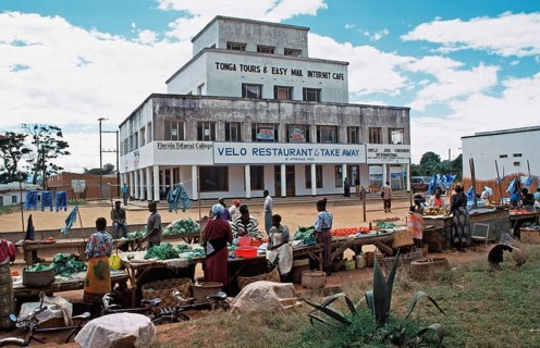 Market in the city center of Mzuzu Town, Malawi, Africa, June 2000, vintage, retro, old, historic