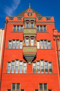 Exterior view of Red Town Hall, Market Square, Basel