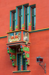 Exterior view with balcony of Red Town Hall, Market Square, Basel