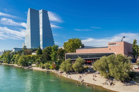 Tinguely Museum and Roche Tower on the Rhine, Basel