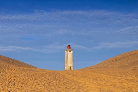 Rubjerg Knude Fyr, Rubjerg Knude lighthouse in the sand dunes on the top of LÃ¸nstrup Klint,