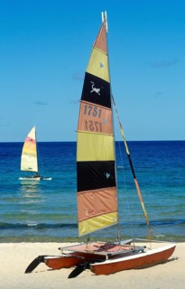 Catamarans at Kande Beach on Lake Malawi, Malawi, Africa, July 2000, vintage, retro, old, historic