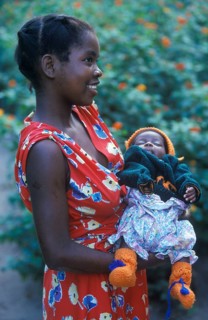 Portrait of a proud young mother with her newborn baby, Kande, Malawi, Africa, July 2000, vintage,