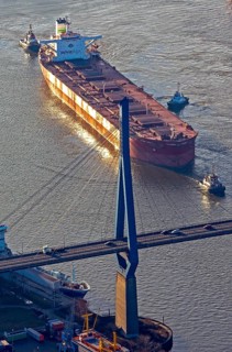 Köhlbrand bridge, seagoing vessel, merchant ship, bulk, Köhlbrand, passage, pier, bridge, new