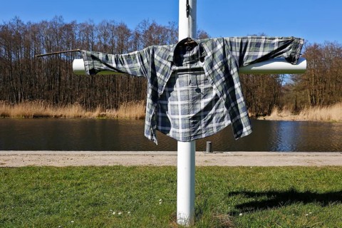 Clothes hung to dry by a nature photographer, washing clothes under outdoor conditions, Peenetal