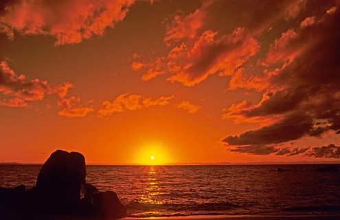 Sunrise over Lake Malawi, Malawi, Africa, July 2000, vintage, retro, old, historic