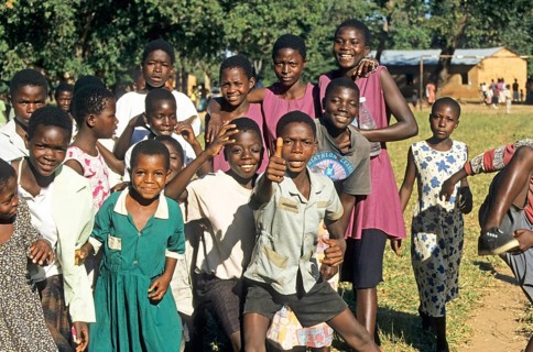 Happy children at a village festival in Kande, Malawi, Africa, July 2000, vintage, retro, old,