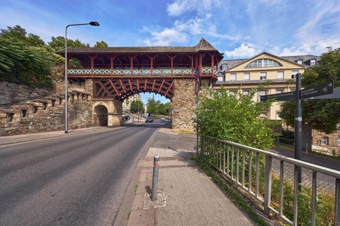 Historic city fortification, historic city wall Heidenmauer, historicizing city gate Römertor,
