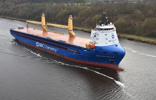 The new cargo ship, cargo ship, BBC SAO PAULO sails through the Kiel Canal, NOK, Kiel Canal,