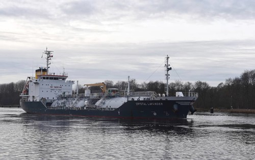 LNG tanker CRYSTAL LAVENDER sails in the Kiel Canal, NOK, Kiel Canal, Kiel Canal,