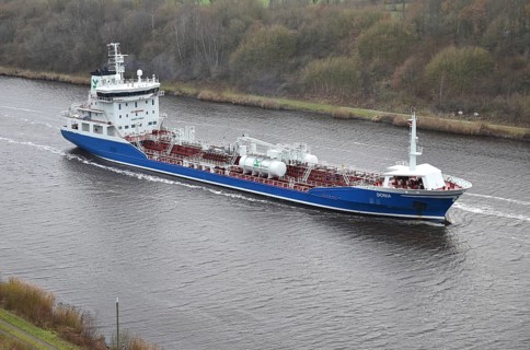 Tanker DONIA sails in the Kiel Canal, NOK, Kiel Canal, Kiel Canal, Schleswig-Holstein, Germany