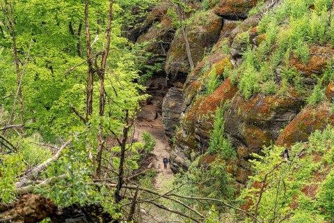 Hiking trail in the Bohemian Switzerland National Park near HÅ™ensko, Czech Republic