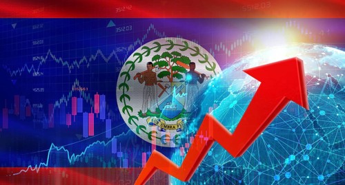 Global financial growth with Belizean flag. Financial growth with Belize flag on economic