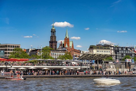 The St. Pauli LandungsbrÃ¼cken at Hafengeburtstag Hamburg 2025 in the Free Hanseatic City of