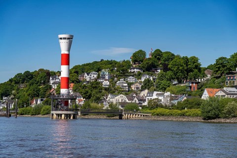 The Blankenese lighthouse on the Elbe in Hamburg, Germany