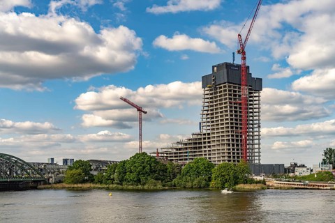 Construction site of the Elbtower on the Norderelbe in Hamburg, Germany