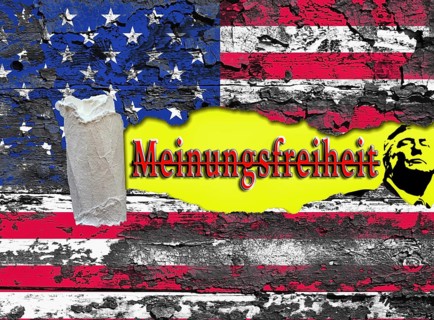 Symbolic image, freedom of speech according to Trump's liking, autocracy, dismantling of the rule