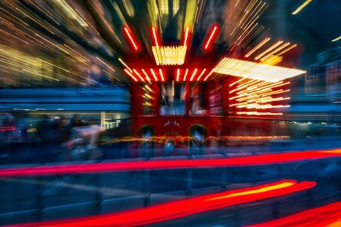 Zurich fairy tale tram with light trails, tram as fairy tale, Zurich, Canton of Zurich, Switzerland