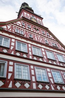 Town Hall of Kirchheim unter Teck, Baden-WÃ¼rttemberg, Germany. Detailed view of half-timbered