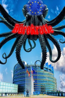 Symbolic photo, bureaucracy as an octopus threatening the EU and Germany, flood of paragraphs,