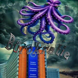 Symbolic photo, bureaucracy as an octopus threatening the EU and Germany, flood of paragraphs,
