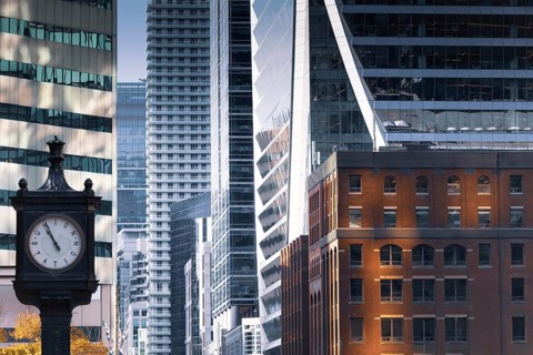 Scenic Toronto financial district skyline and modern architecture