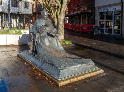 Bronze statue sculpture Cardinal Thomas Wolsey by David Annand unveiled 2011, Ipswich, Suffolk,