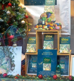 Waterstones Book of the Year, The Artist by Lucy Steeds, books in window display of Waterstones
