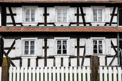 Village made entirely of half-timbered houses, Seebach, Alsace, Bas-Rhin department, France