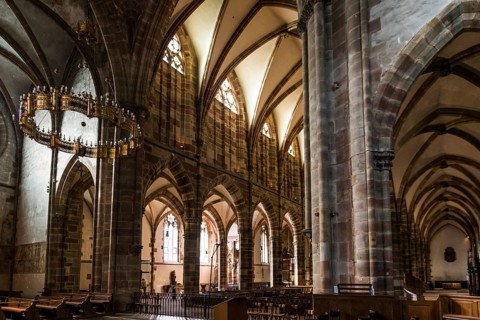 Interior view, Gothic Church of St. Peter and Paul, Saints-Pierre-et-Paul, Wissembourg,