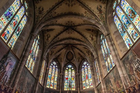 Interior view, Church of St. Peter and Paul, Obernai, Alsace, Bas-Rhin Department, France