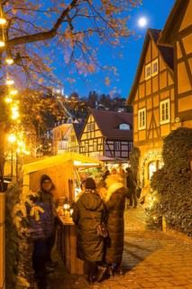 Elbhangfest Christmas market in Dresden Loschwitz in the historic village center of Loschwitz