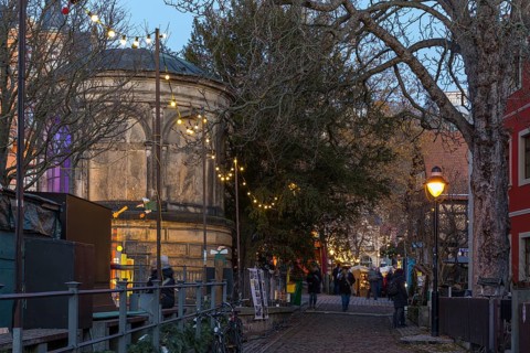 Elbhangfest Christmas market in Dresden Loschwitz in the historic village center of Loschwitz