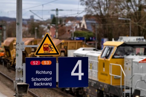 Work on the railway line, implementation of digital nodes between Waiblingen and Bad Cannstatt,