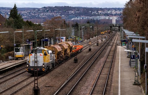 Work on the railway line, implementation of digital nodes between Waiblingen and Bad Cannstatt,