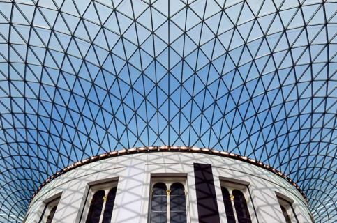 The spectacular glass roof in the Great Court of the British Museum in London, England, Great