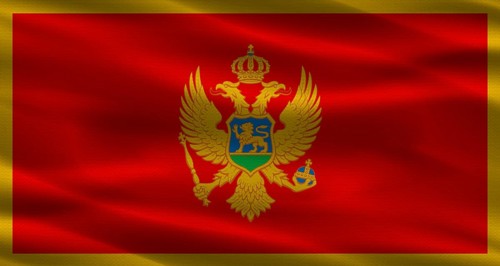 Montenegrin flag with fabric texture. Realistic flag of Montenegro waving