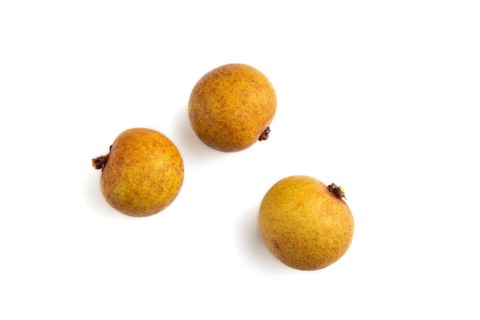 Ripe Longan isolated on white background, Top view, flat lay, close up, minimalism
