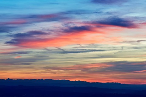 Red clouds over the Alps, MÃ¼swangen, Canton of Lucerne, Switzerland
