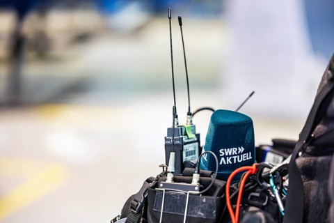 Symbolic photo media. Microphone of a SÃ¼dwestrunfunk reporter from the SWR Aktuell editorial team