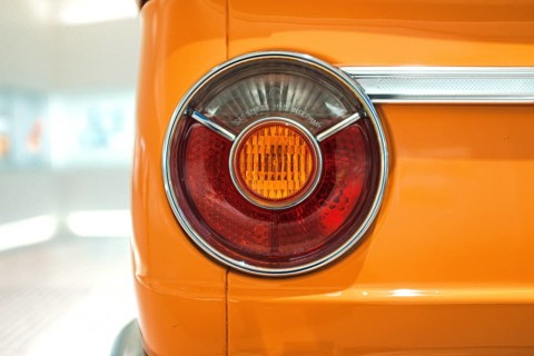 Detailed view, rear light of a BMW 2002 tii, BMW E10 series, also known as BMW 02 series. The round